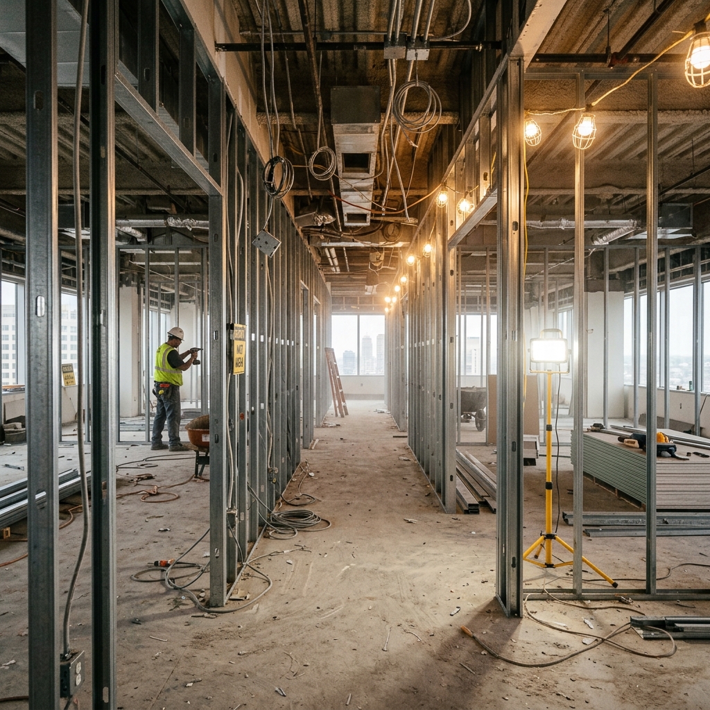 Office lobby under construction